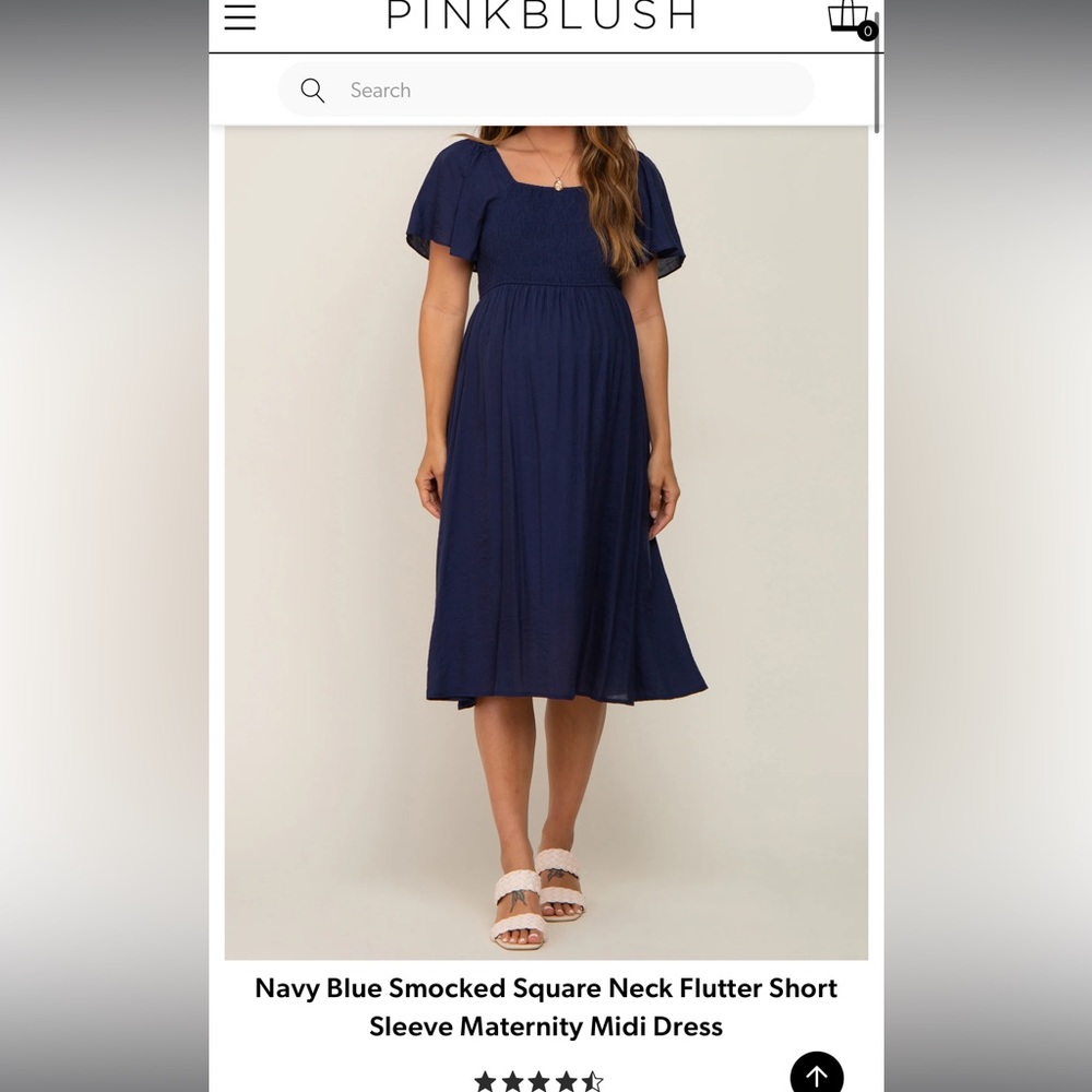 Navy Flutter Sleeve Maternity Dress